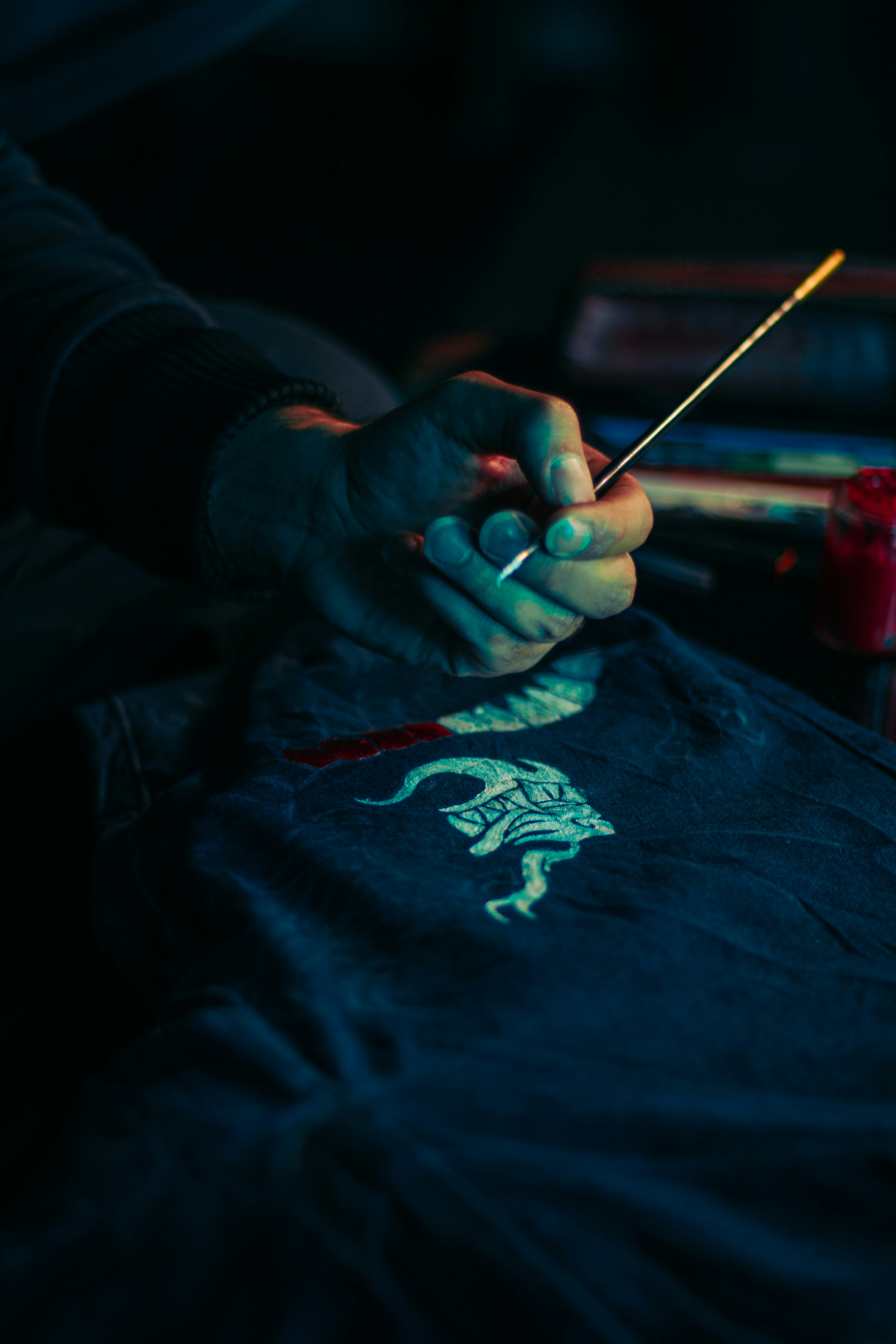 Brush painting on a shirt